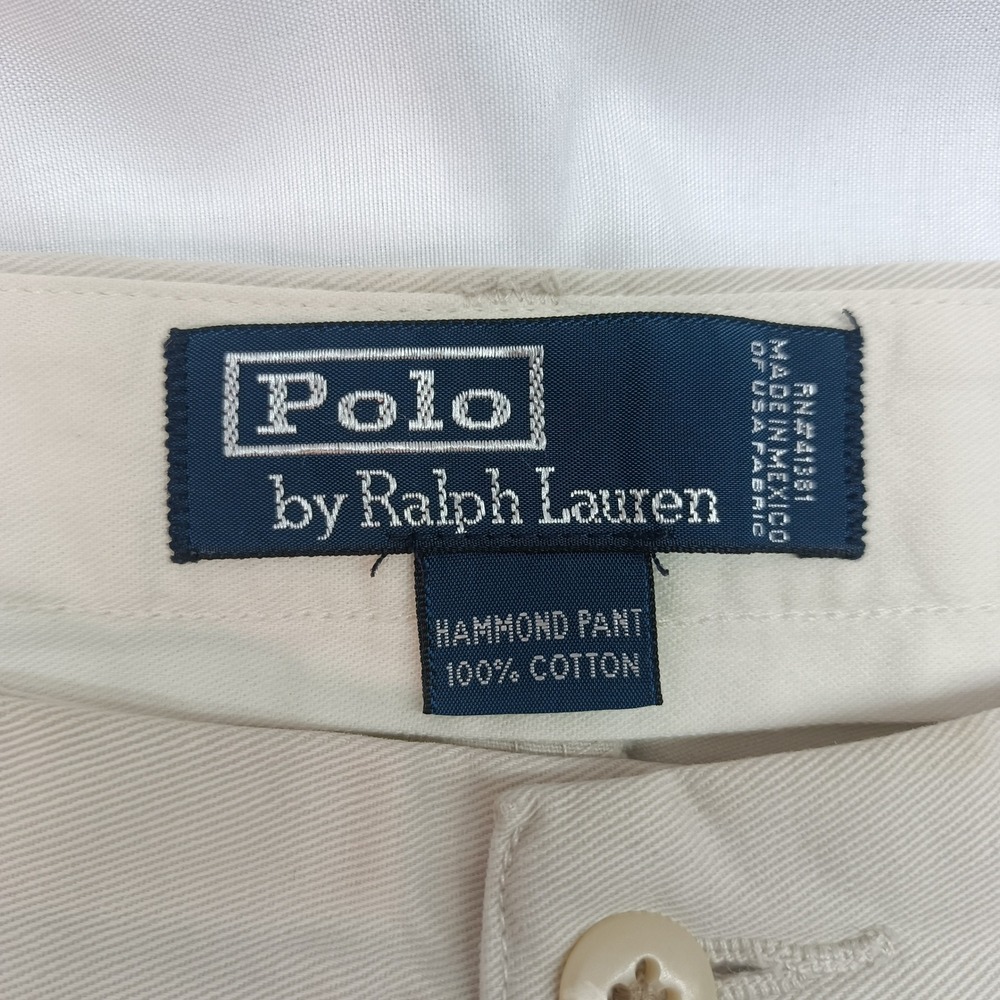 Polo Ralph Lauren Hammond Chino Pant Mens 36x32 Beige Pleated Cuffed Y2K (34x30)